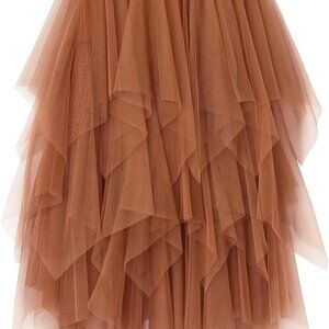 Tulle Skirts for Women Midi Long Fairy Skirt Tutu A-Line Mesh Layered High Elast